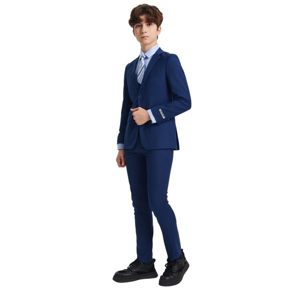 EXCLUSIVE Stacy Adams 5pc Boys Suit Slim-Fit, Indigo - Picture 5 of 5